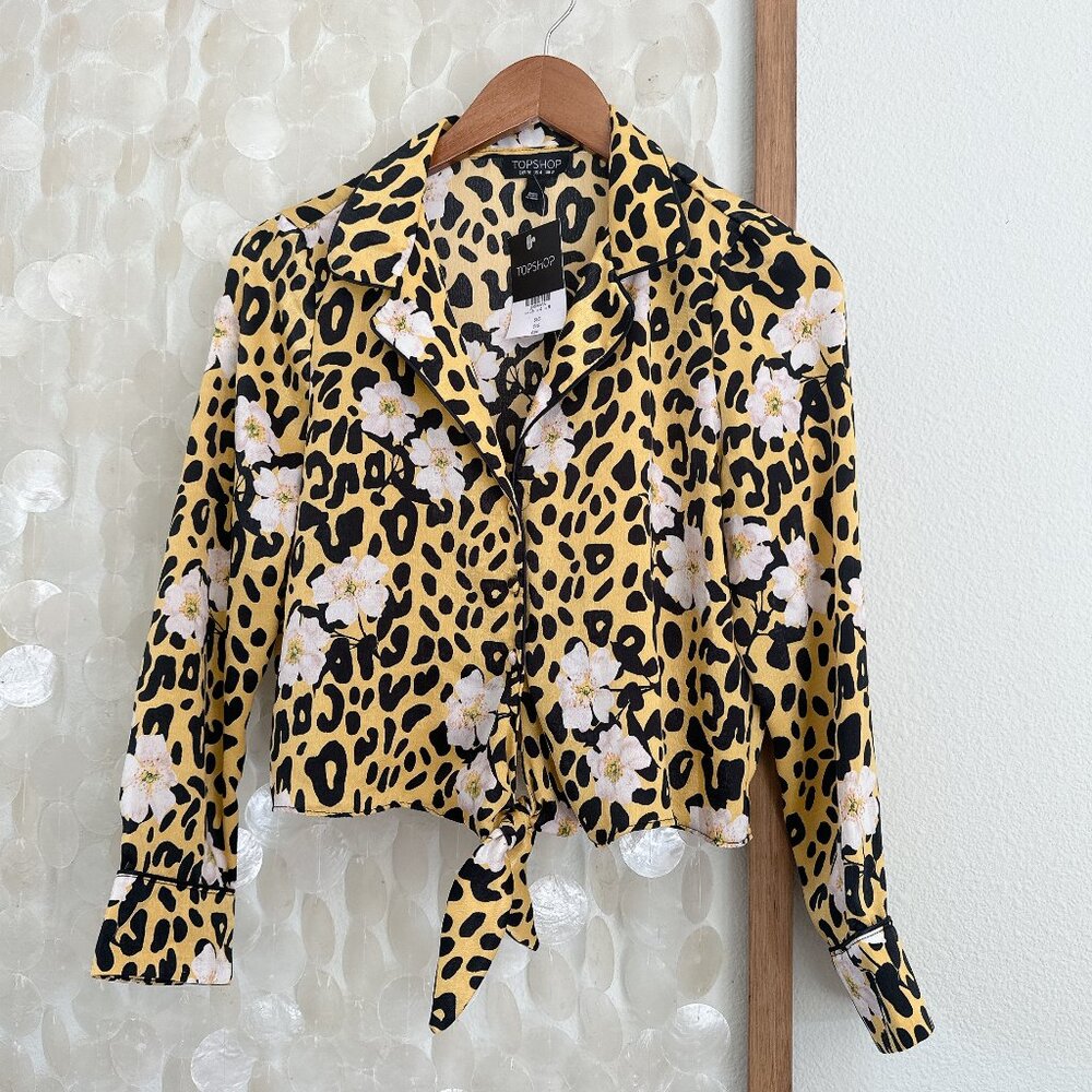 Topshop Animal And Floral Print Shirt NWT